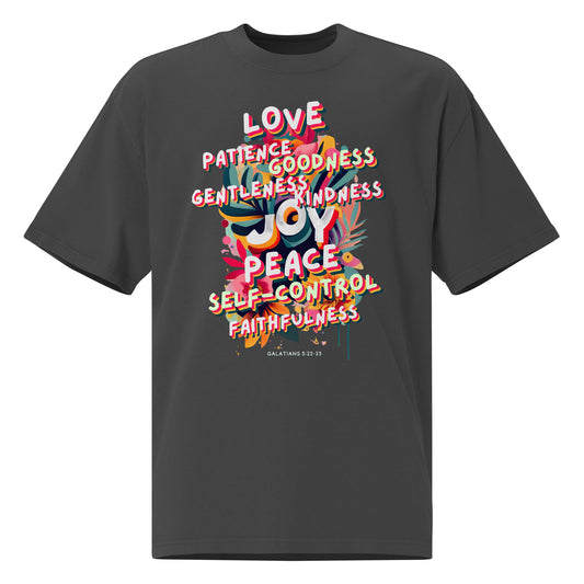 Fruit of the Spirit Oversized Tee (white text)