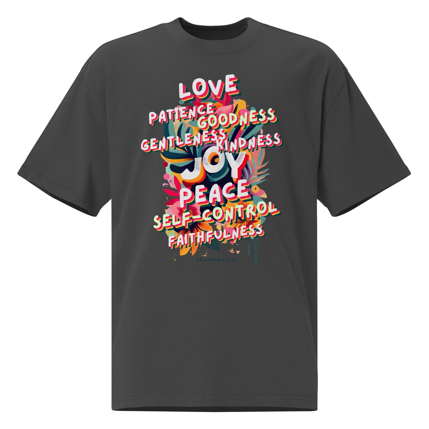 Fruit of the Spirit Oversized Tee (black text)