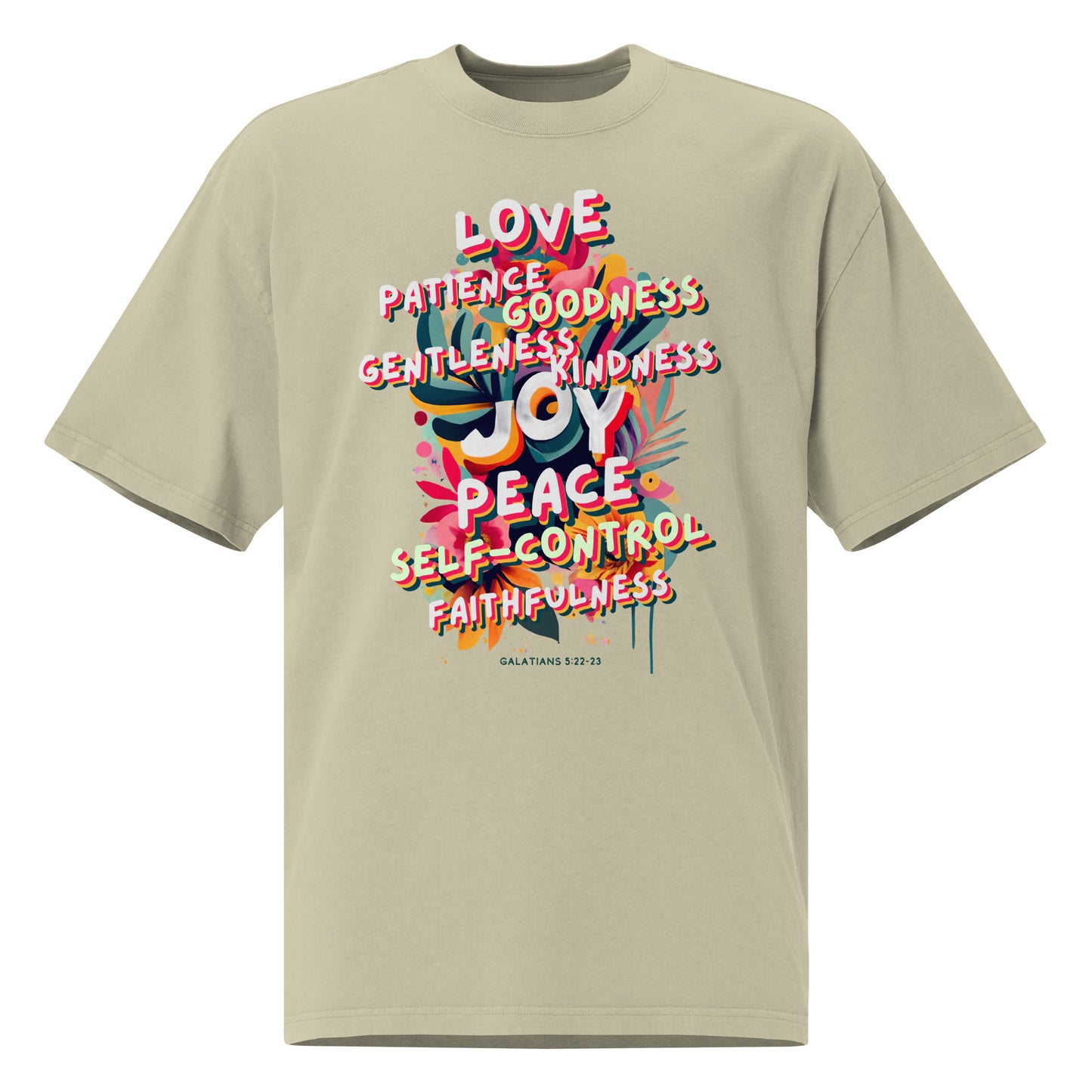 Fruit of the Spirit Oversized Tee (black text)