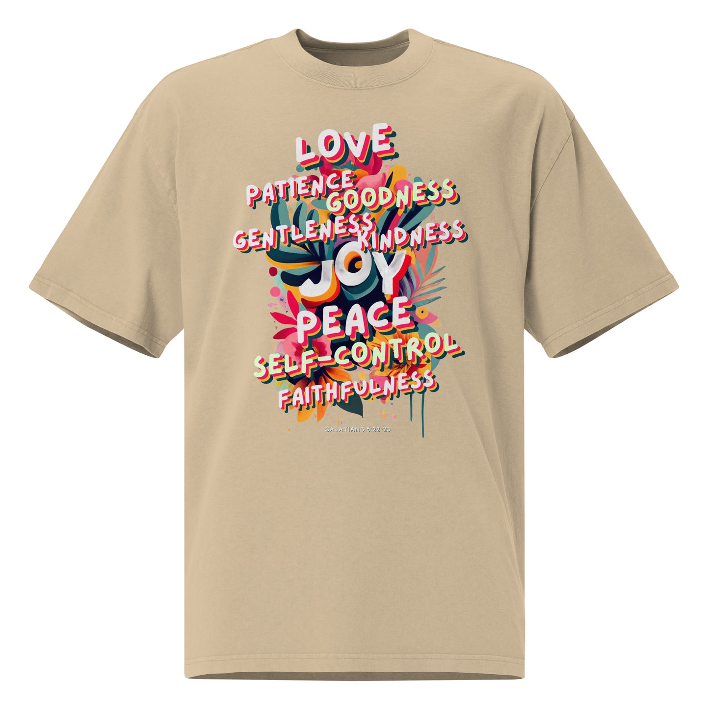 Fruit of the Spirit Oversized Tee (white text)