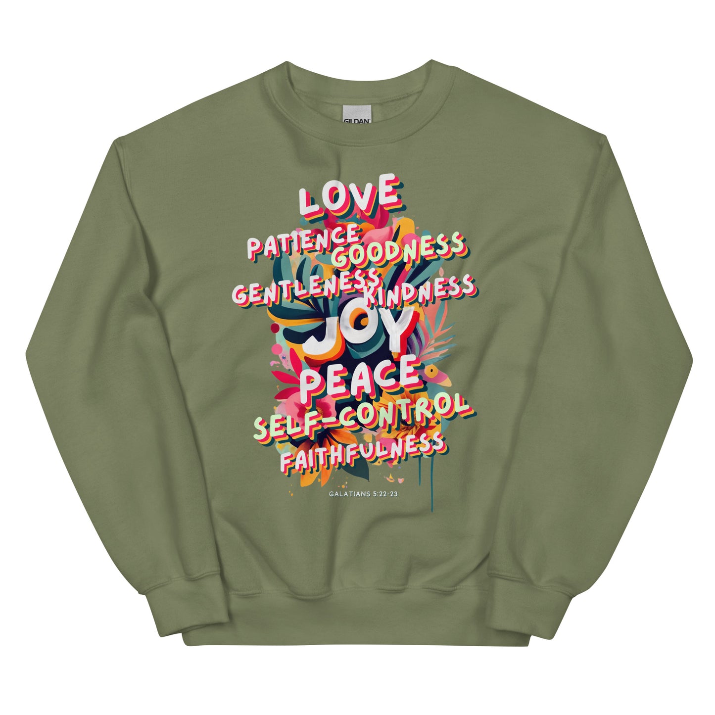 Fruit of the Spirit Crewneck (white text)